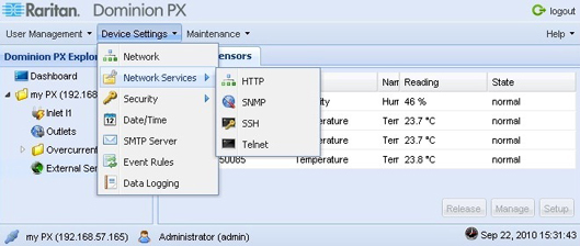 Text Box:HTTP、SNMP、SSH、Telnetなど、ネットワークサービスが選べます