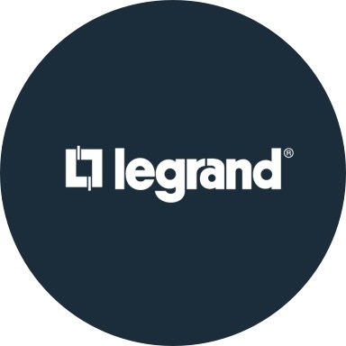 Legrand logo with navy blue background